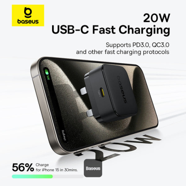 Baseus Charger Wall 20W USB-C PALM Series UK Black