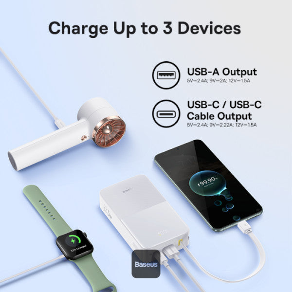 Baseus EnerFill FC51 Bipow2 Pro Powerbank 22.5W 20000mAh + Display White