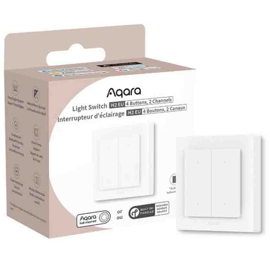 WHITE AQARA WS-K08D LIGHT SWITCH H2 EU (4 BUTTONS,2 CHANNELS)