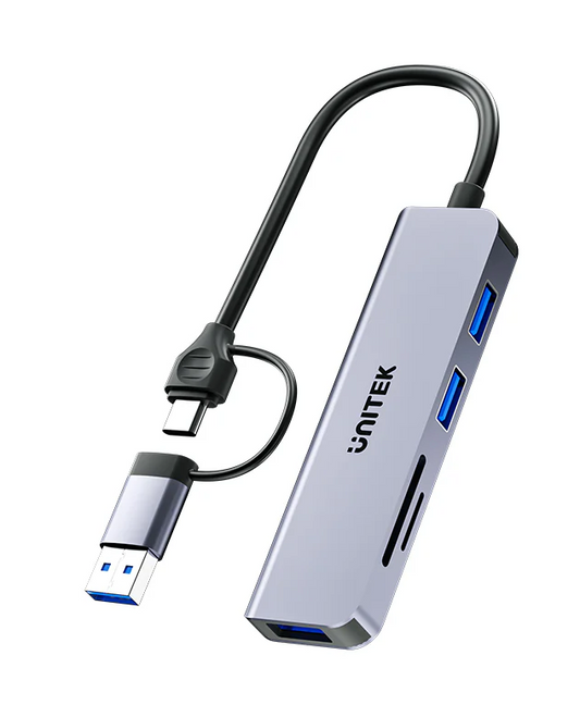 Unitek H1320A USB-C Hub 3xUSBA SD/Micro SD Card Reader