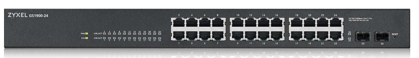 Zyxel Switch Gigabit Ethernet Managed 24-Port + 2SFP GS1900-24