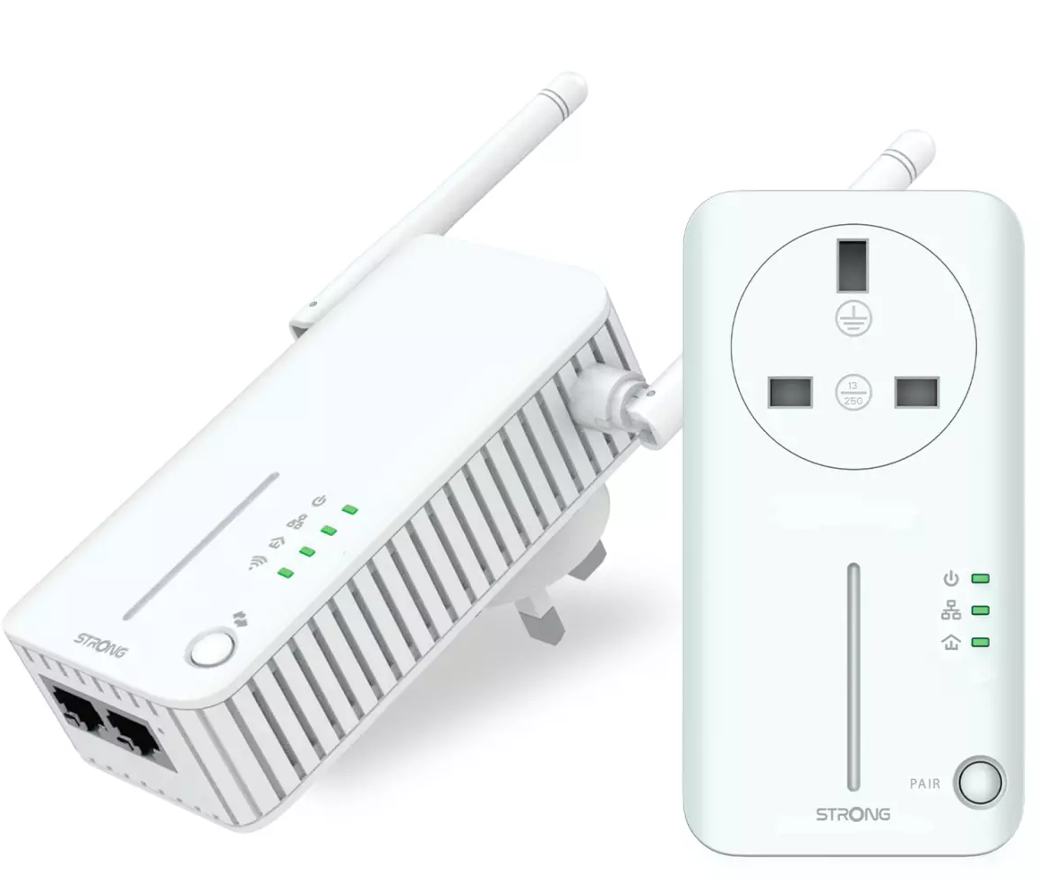 Strong Powerline Kit AV600 Passthrough 600Mbps WI-Fi 300Mbps UK POWERLWF600DUOUKV2