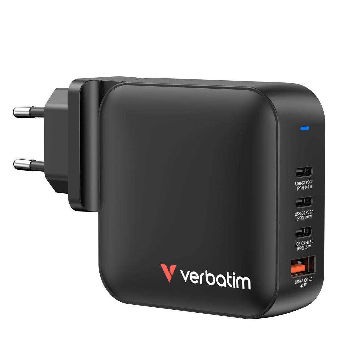 Verbatim GNC-140 Charger Wall 165W Mini GaN 3xUSBC 1xUSBA