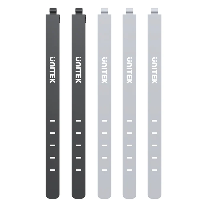 Unitek OT1095A Cable Organizer Silicone FlexiTies 5pk (2xBlack 3xGrey) 135x10mm