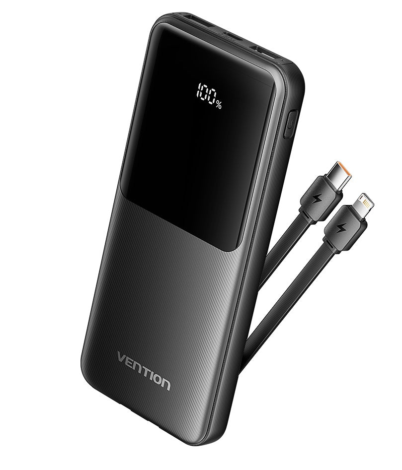 Vention FHOB0 Powerbank 10000mAh 22.5W Built-in USBC+Lighting Black