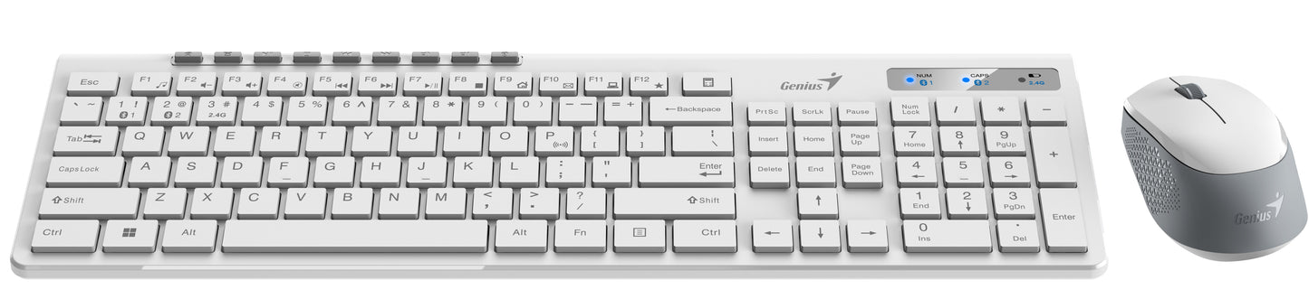 Genius Keyboard-Mouse Set Wireless+BT SlimStar 8230 White English