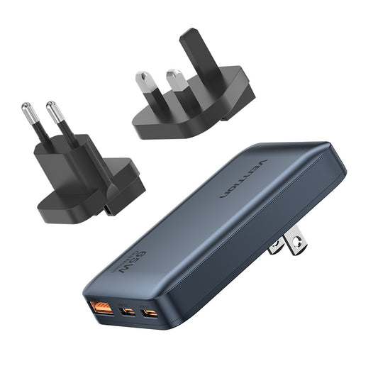 Vention FCBH0 Charger Wall GaN 65W 2xUSBC 1xUSBA Ultra Slim UK/EU/US