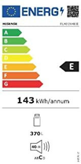 Hisense RL481N4BIE Maintenance Refrigerator 370lt Total NoFrost H185.5xW59.5xD70cm. Inox