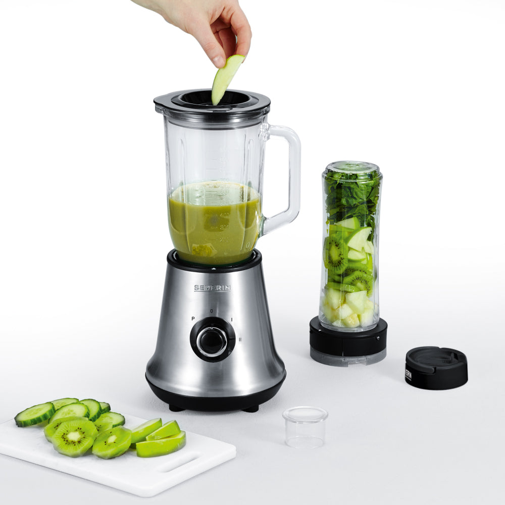SEVERIN SM7971 MIXER-MULTI & SMOOTHIE MIX&GO 500 W 1000 ML REMOVABLE GLASS BOWL REMOVABLE LID 600 ML SMOOTHIE MAKER