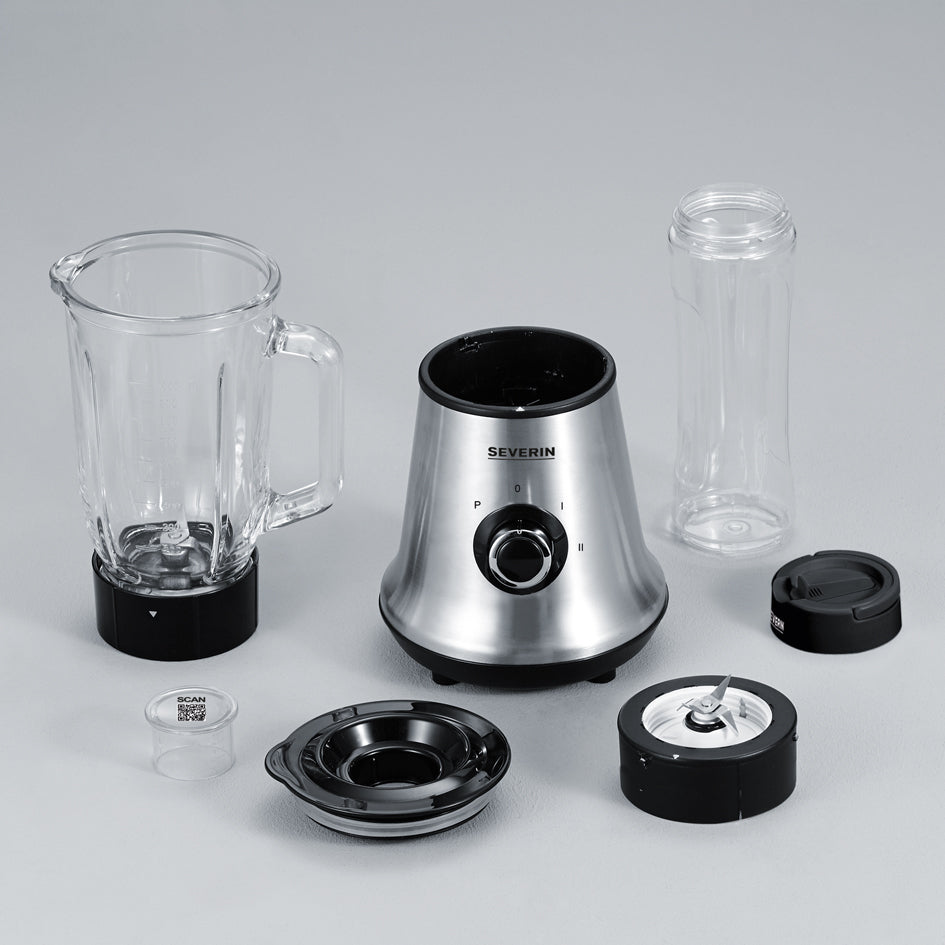 SEVERIN SM7971 MIXER-MULTI & SMOOTHIE MIX&GO 500 W 1000 ML REMOVABLE GLASS BOWL REMOVABLE LID 600 ML SMOOTHIE MAKER
