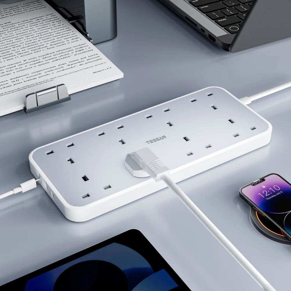 Tessan 8-Gang Extension 2 USB-A USB C 2m 13A TS-204-C