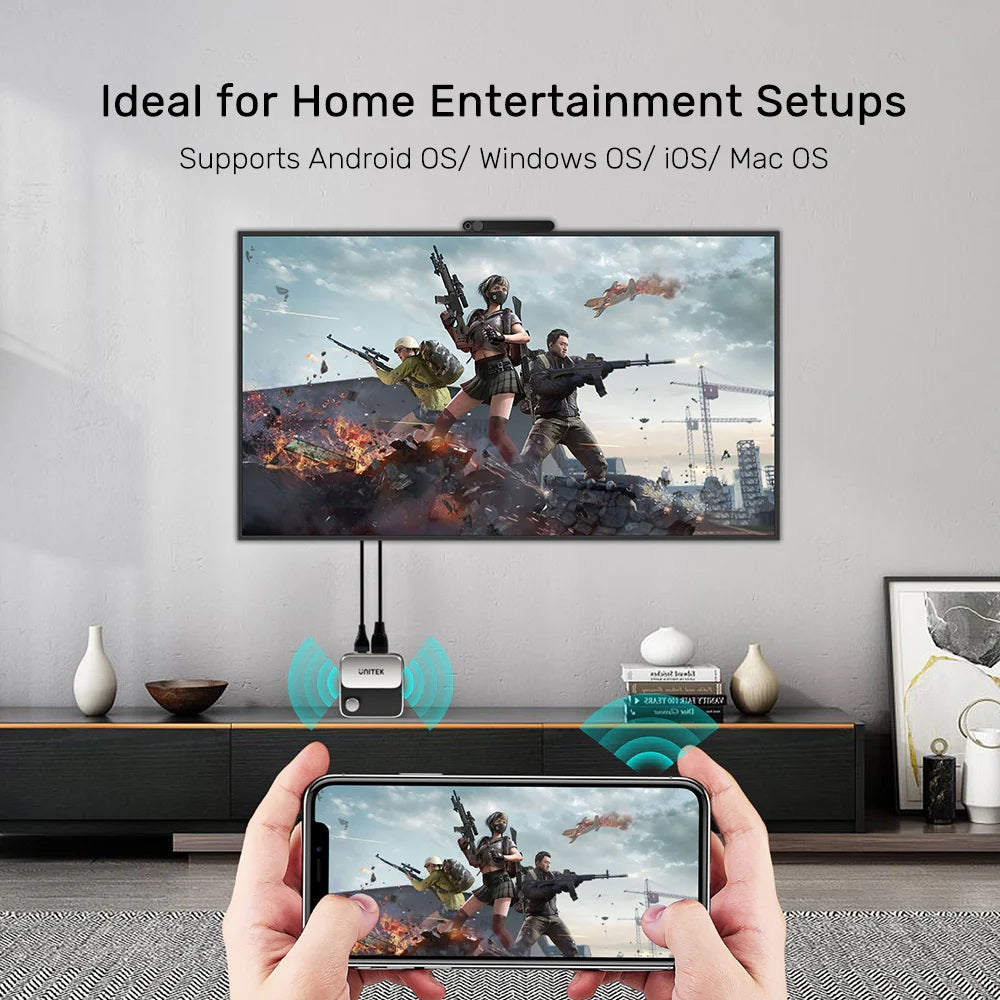 Unitek Wireless Screen Sharing Adapter Up to 25M Black