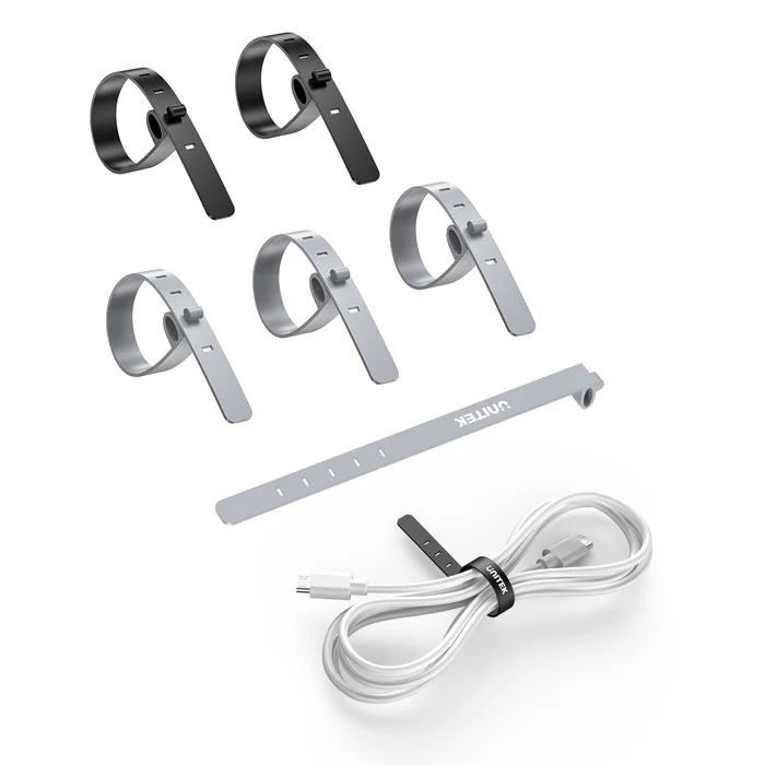 Unitek OT1095A Cable Organizer Silicone FlexiTies 5pk (2xBlack 3xGrey) 135x10mm