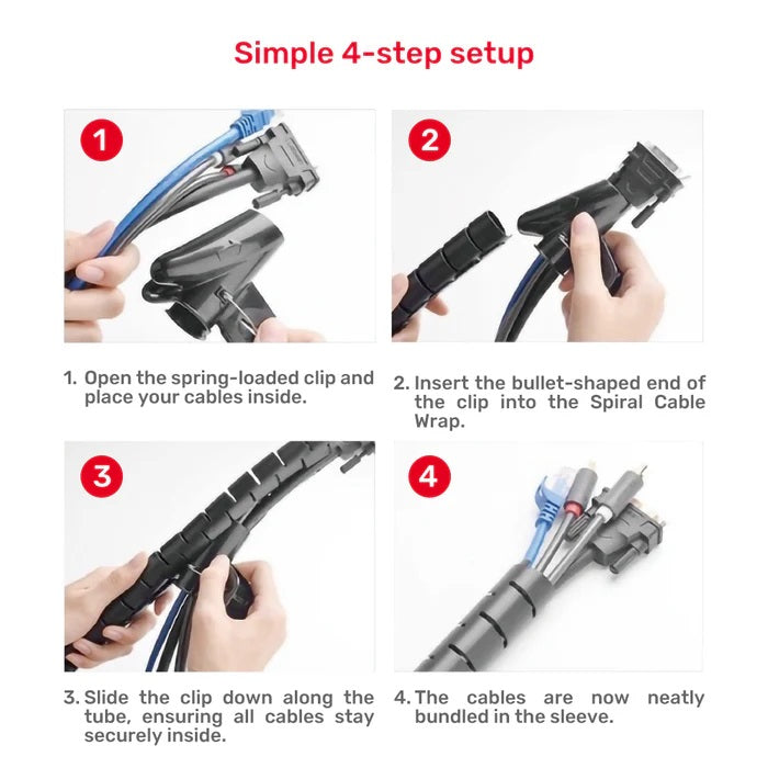 Unitek OT1102ABK-25M Cable Organizer Spiral Wrap with Clamp 22 mm 25.0m