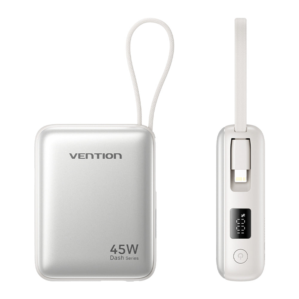 Vention Powerbank 10000mAh 45W Built-in USB-C & Lightning Cables FKMN0 Beige