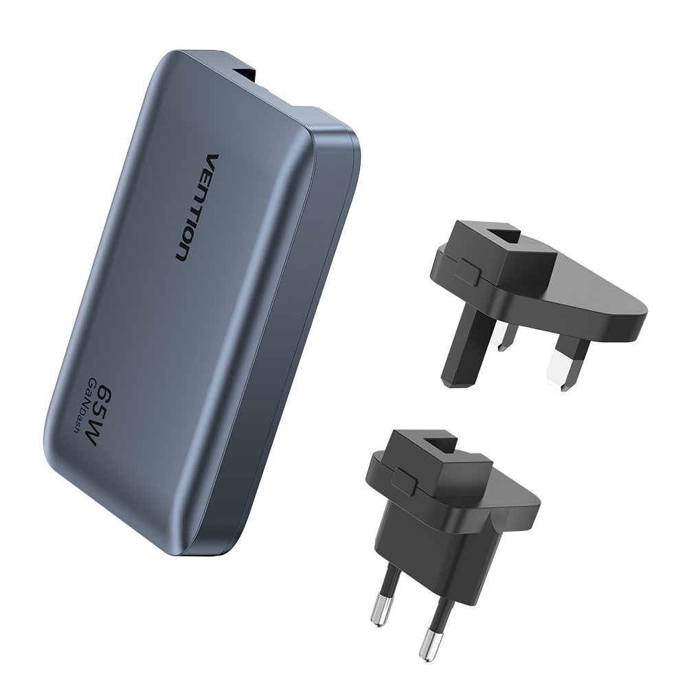 Vention FCBH0 Charger Wall GaN 65W 2xUSBC 1xUSBA Ultra Slim UK/EU/US