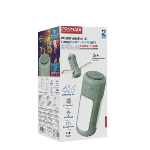 PROMATE CAMPMATE-4 MULTIFUNCTIONAL CAMPING KIT/6000mAh POWERBANK, BT SPEAKER