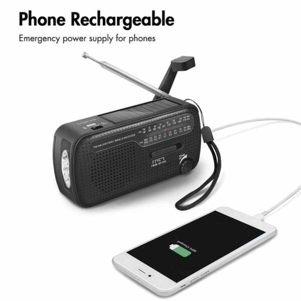 LOGILINK SP0061 DYNAMO HAND CRANK RADIO W/SOLAR PANEL AND FLASHLIGHT
