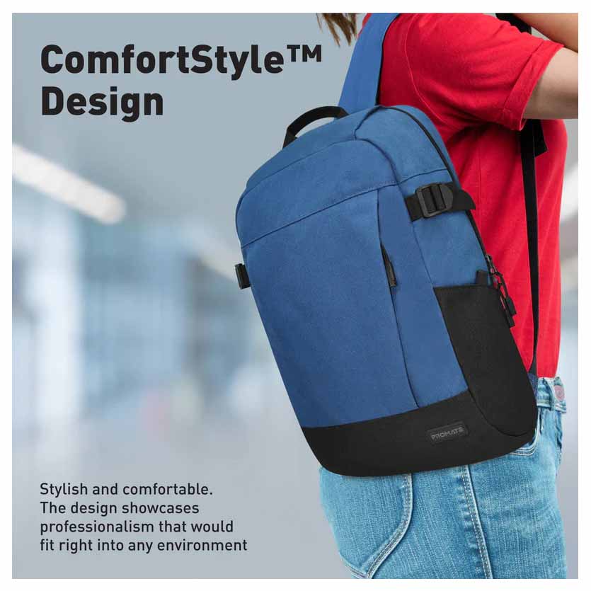 PROMATE BIRGER.BLUE 15.6″ BACKPACK LAPTOP COMFORTSTYLE W/LARGE COMPARTMENTS