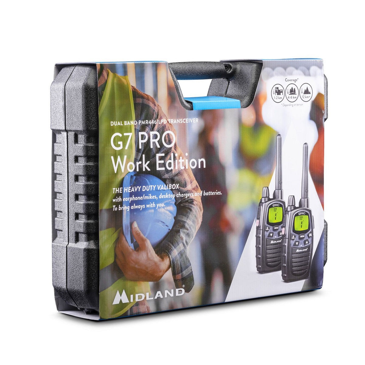 Midland G7 Pro Work Edition PMR Radio Valibox includes 2x Earphones & Carry Case