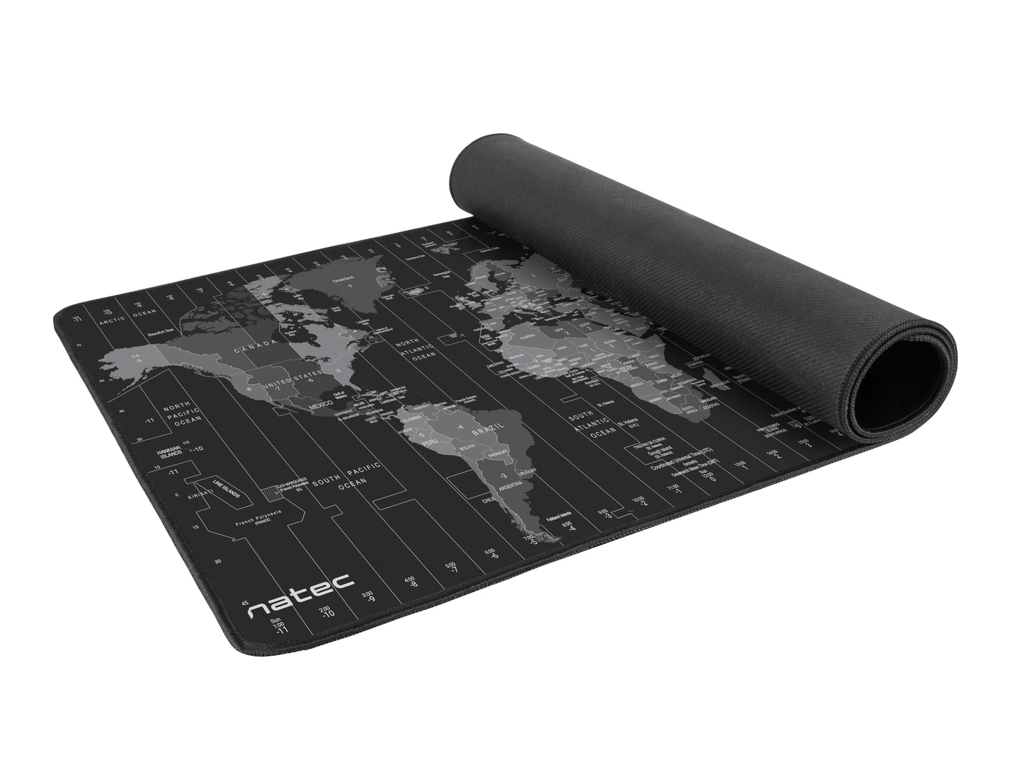 Natec TIME ZONE MAP XL Mousepad Grey Black