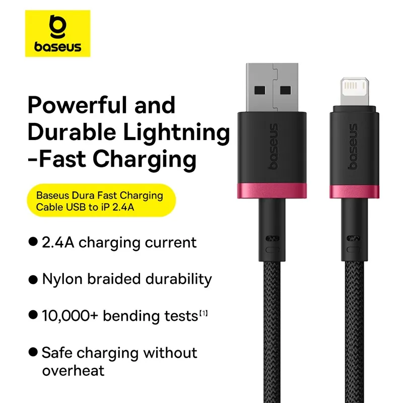 Baseus Cable Lightning to USB-A Dura Series Braided 1.0m Black-Red