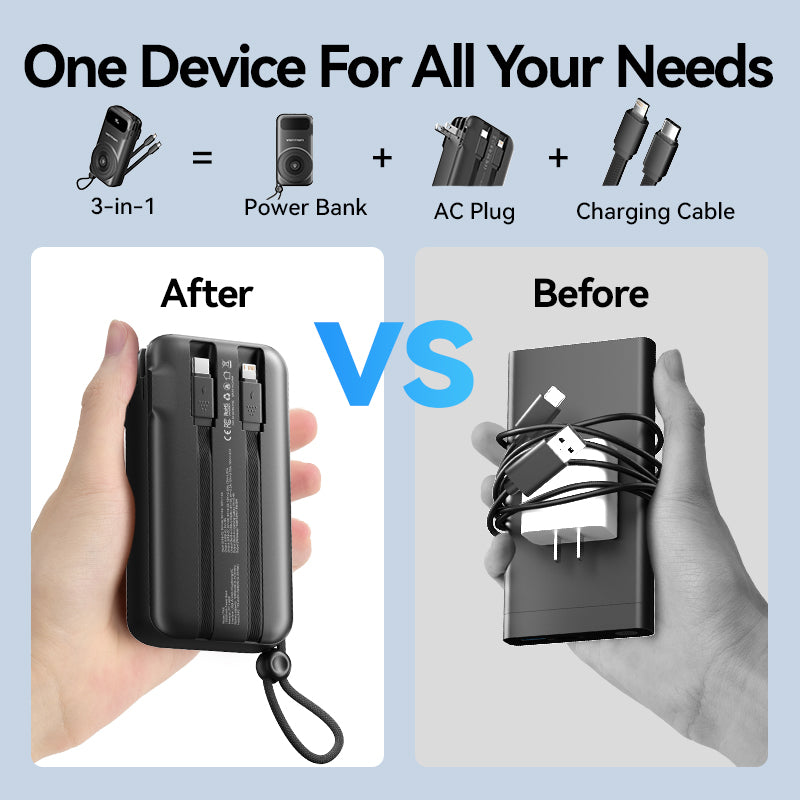Vention Powerbank Wireless+Travel Charger 6in1 10000mAh Black FHXB0