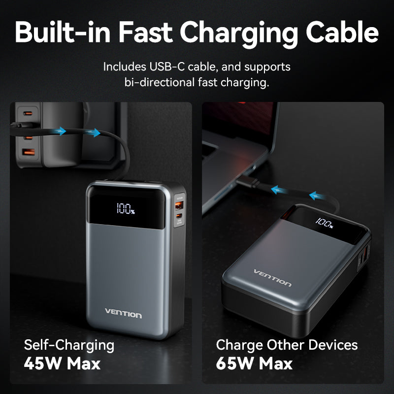 Vention Powerbank 20000mAh 65W+Built-in USBC FHYB0