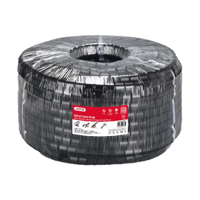 Unitek OT1102ABK-25M Cable Organizer Spiral Wrap with Clamp 22 mm 25.0m