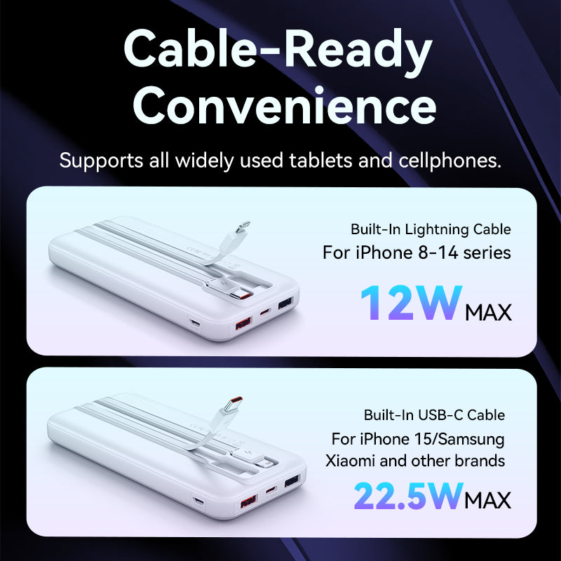 Vention FHOB0 Powerbank 10000mAh 22.5W Built-in USBC+Lighting Black