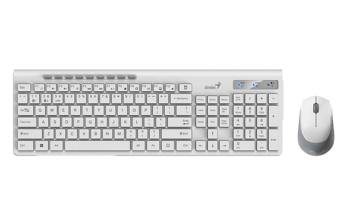 Genius Keyboard-Mouse Set Wireless+BT SlimStar 8230 White English
