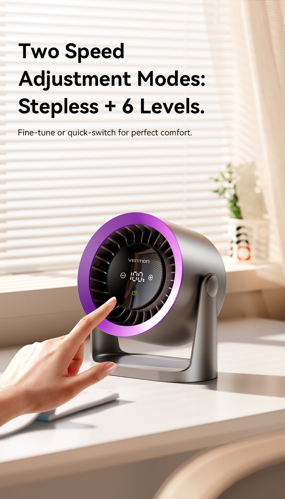 Vention PBIH0 Desktop Air Circulation Fan with Display & Wall Mount