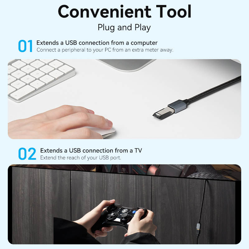Vention IT Cable USB-A 3.0 M-F Extension Braided Aluminium 3.0m Grey CBLHI