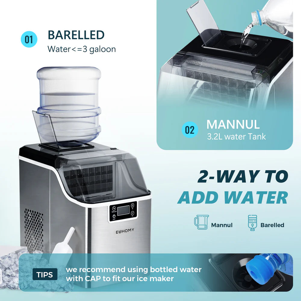 Euhomy IM004-NBL Ice Maker 20.4 kg Silver