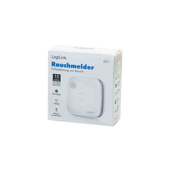 LOGILINK SC0018 SMOKE DETECTOR, >85dB, PHOTOELECTRIC, 10-YEAR BATTERY LIFE, WHITE