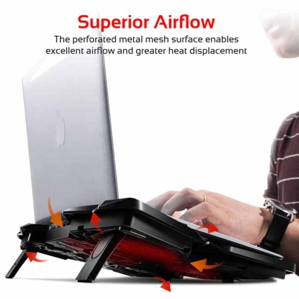 AIRBASE-3.BLACK COOLING PAD FOR LAPTOP W/SILENT FAN TECHNOLOGY PROMATE
