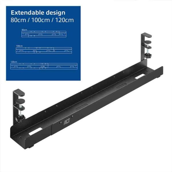 ACT AC8376 UNDER DESK EXTENDABLE CABLE MANAGEMENT TRAY W/CLAMP MOUNT