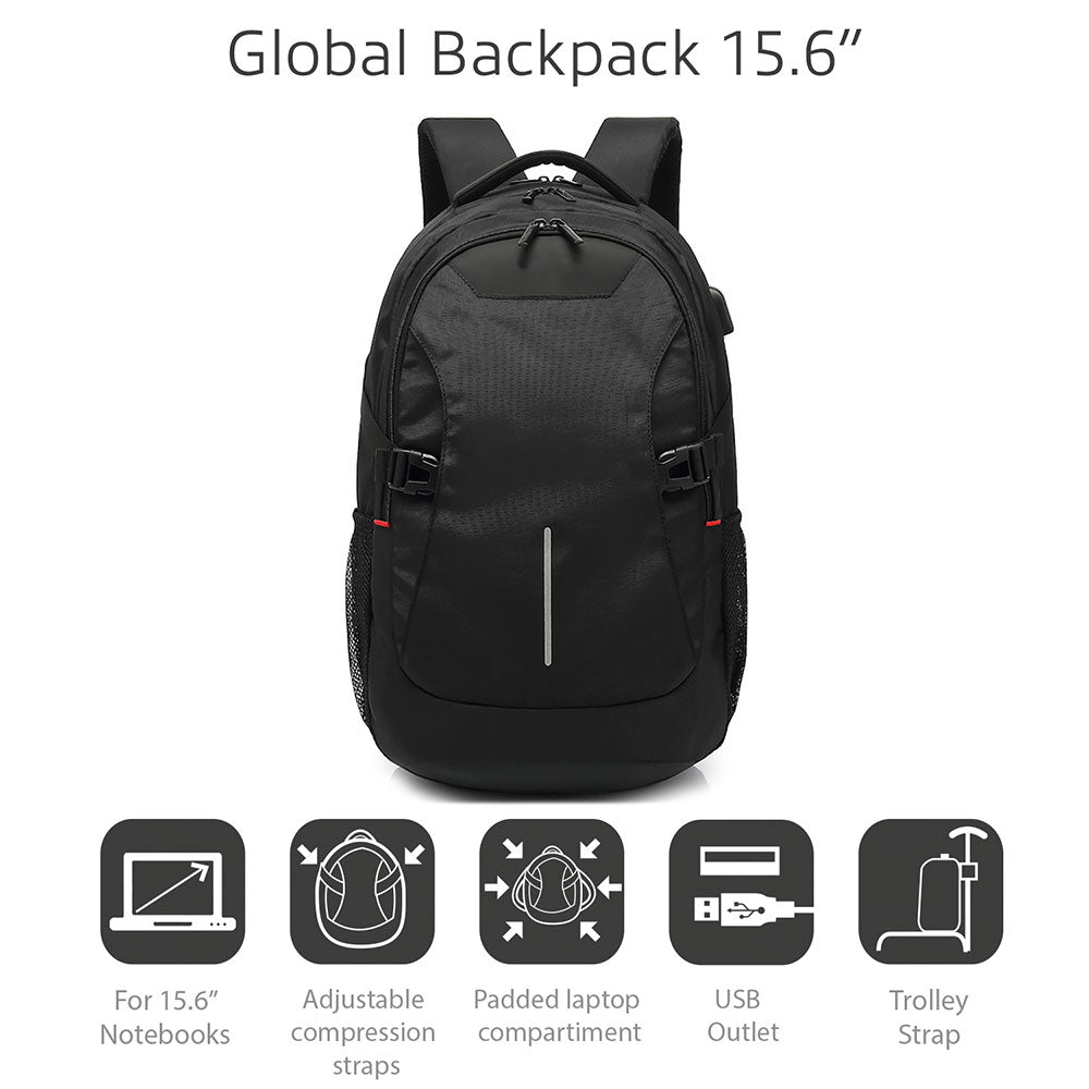 ACT AC8530 15.6″ N/B BACKPACK WITH USB CHARGING PORT GLOBAL BLACK