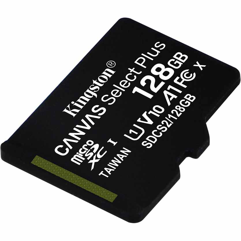 KINGSTON, FLASH CARD MICRO-SDCS2 128GB 100MB/s + ADAPTER C10 CANVAS SELECT PLUS