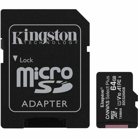 KINGSTON, FLASH CARD MICRO-SDCS2 64GB 100MB/s + ADAPTER C10 CANVAS