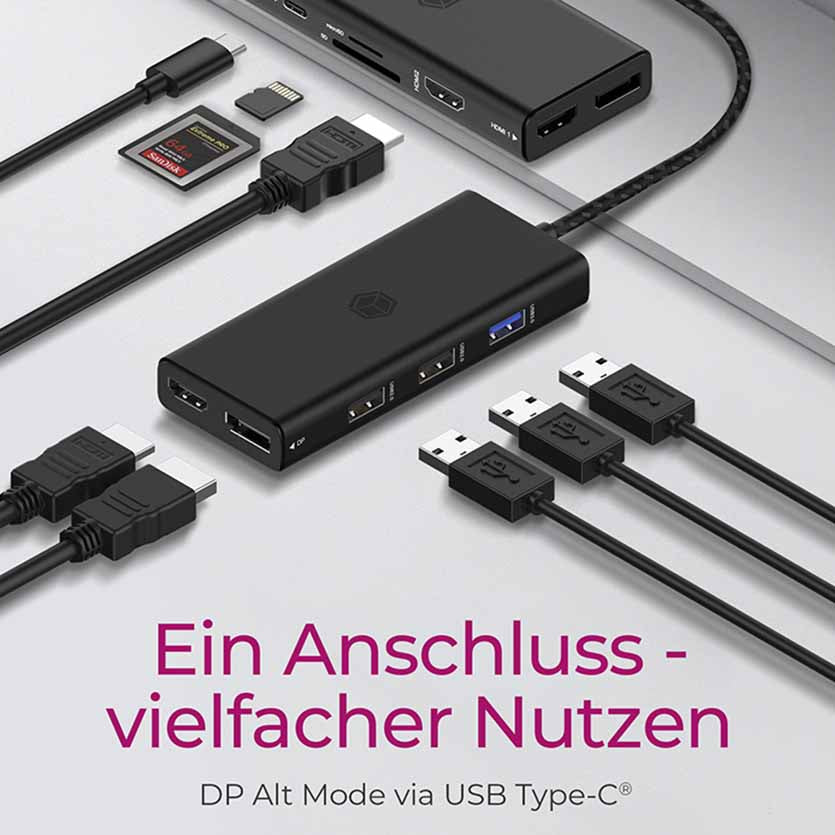 ICYBOX IB-DK4011-CPD 7 IN 1 DOCKINGSTATION USB TYPE-C WITH TRIPLE VIDEO