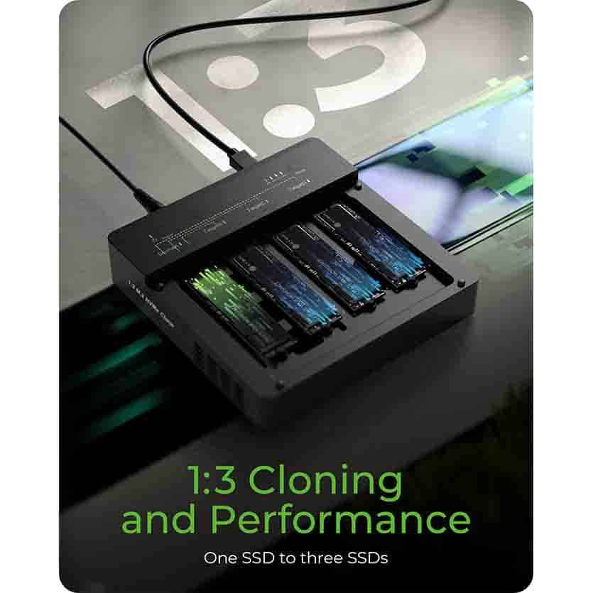 ICYBOX IB-4013MCL-C4 4-BAYS USB4® DUPLICATOR (1:3 CLONE) FOR NVME M.2 SSD