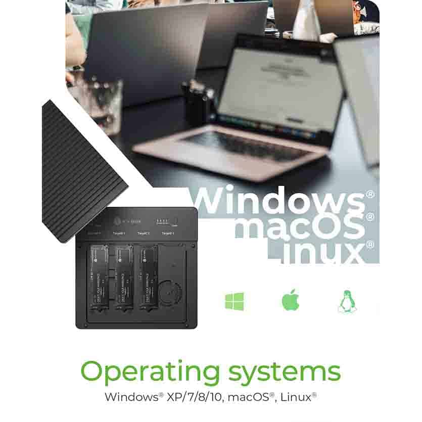 ICYBOX IB-4013MCL-C4 4-BAYS USB4® DUPLICATOR (1:3 CLONE) FOR NVME M.2 SSD
