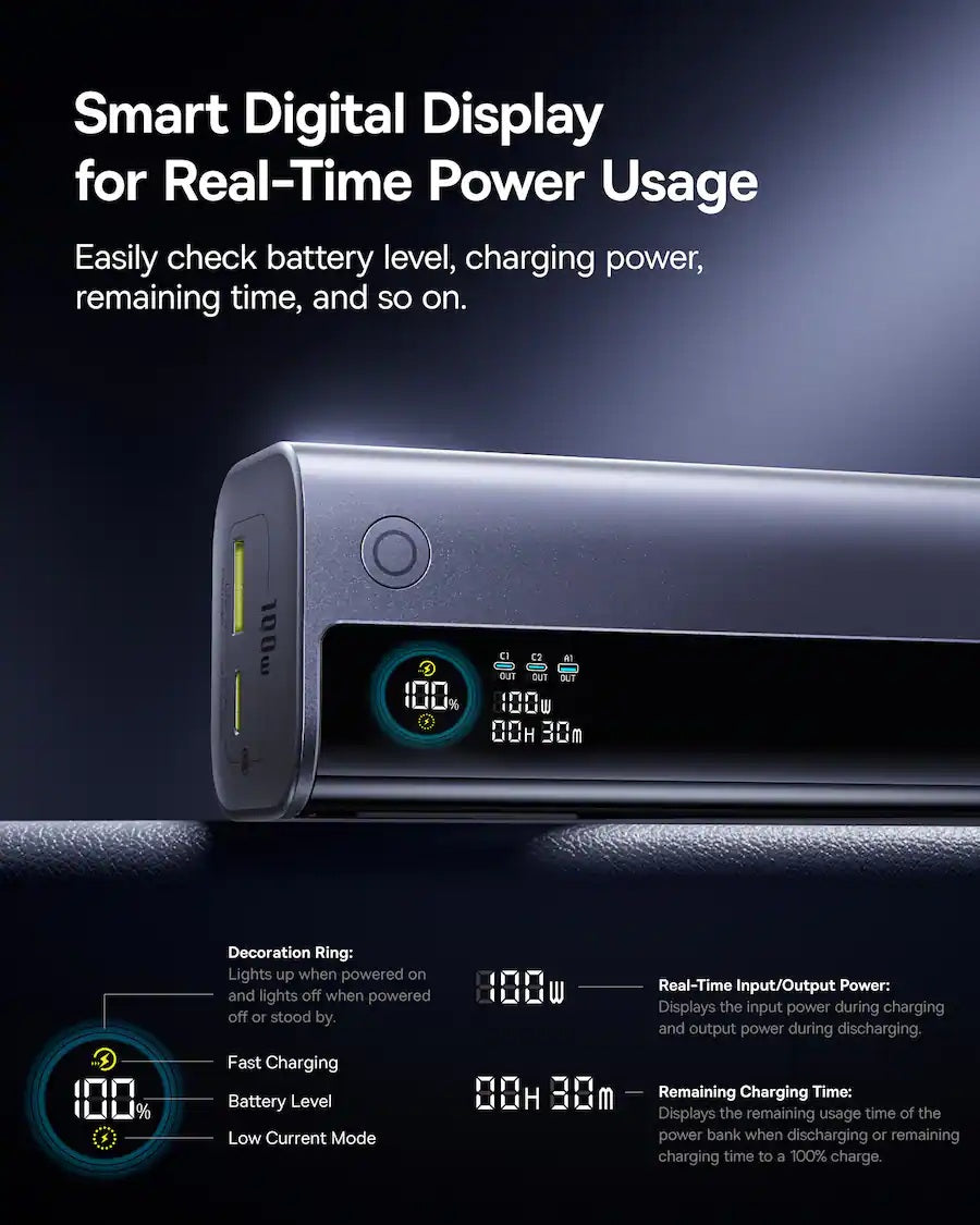 Baseus EnerGeek GR11 Powerbank 100W 10000mAh  with Retractable Cable Grey