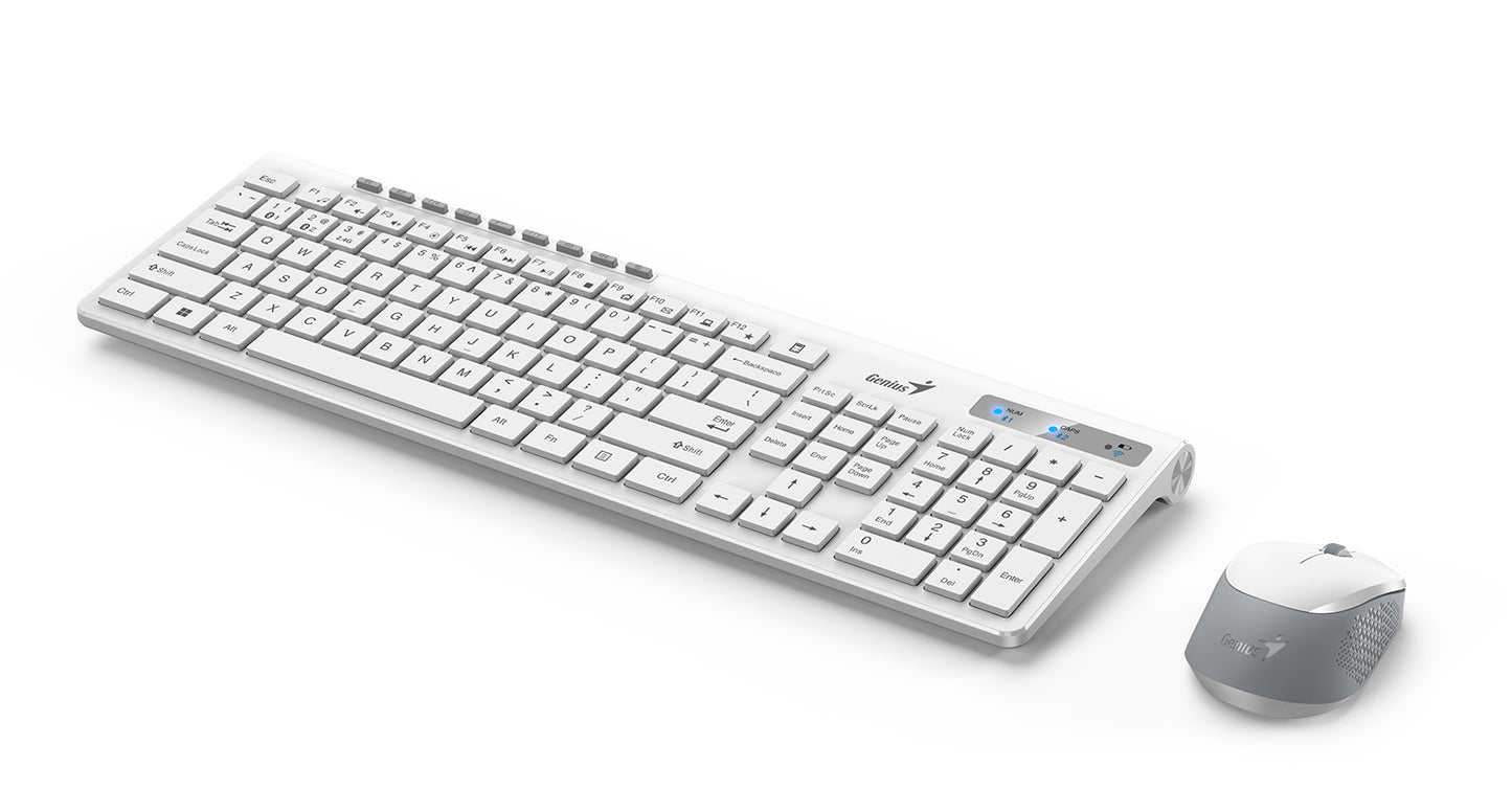 Genius Keyboard-Mouse Set Wireless+BT SlimStar 8230 White English