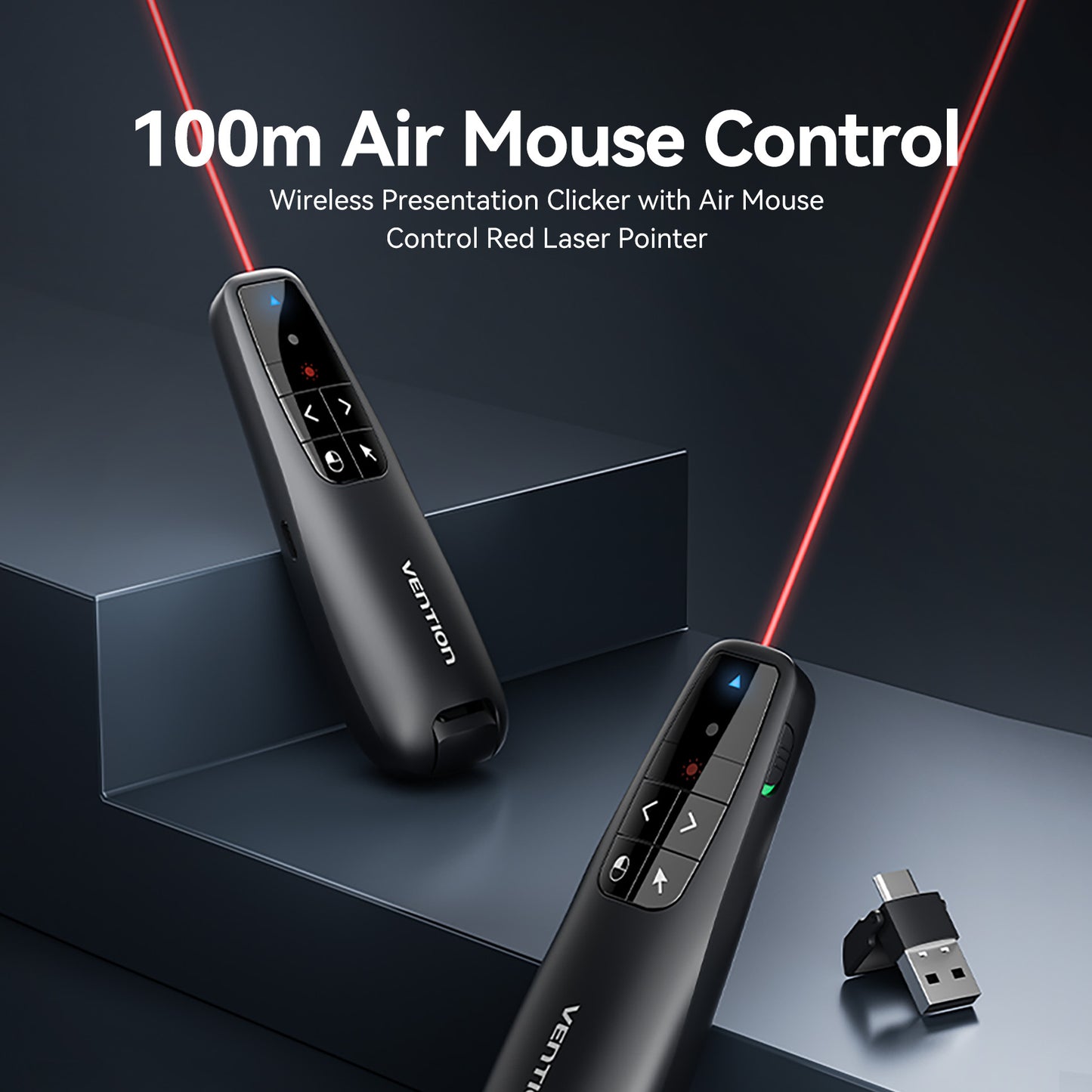 Vention KQPB0 Wireless Presenter Red Laser Pointer & Air Mouse Rechargeable
