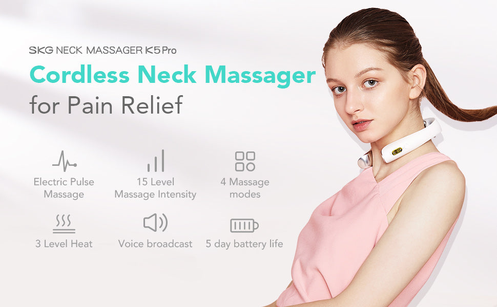 SKG Neck Massager Pulse-Heat-Remote-4xModes K5 Pro