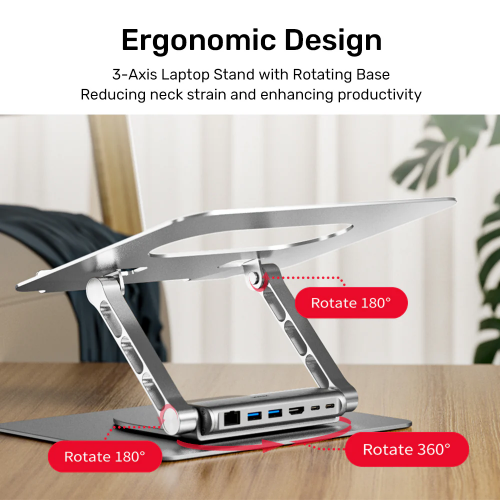 Unitek Laptop Stand with USB Hub 4K30Hz HDMI + FE Lan + PD100W D1109B