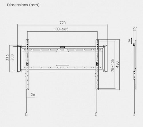 Brateck TV Mount 60x40 Fixed 75kg LP77-46F
