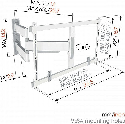 Vogels ELITE TVM5645-W TV Wall Mount 60x40 Turn up to 45kg White
